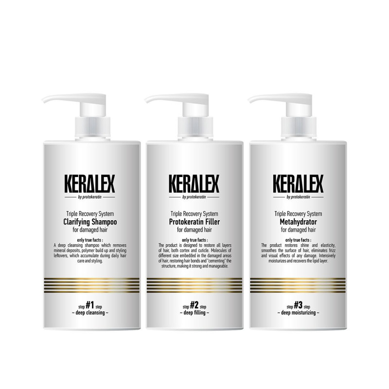 Трехшаговая процедура PROTOKERATIN восстановления волос KERALEX